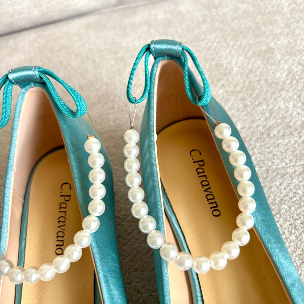 NWT C. Paravano blue satin flats - Picture 10 of 13